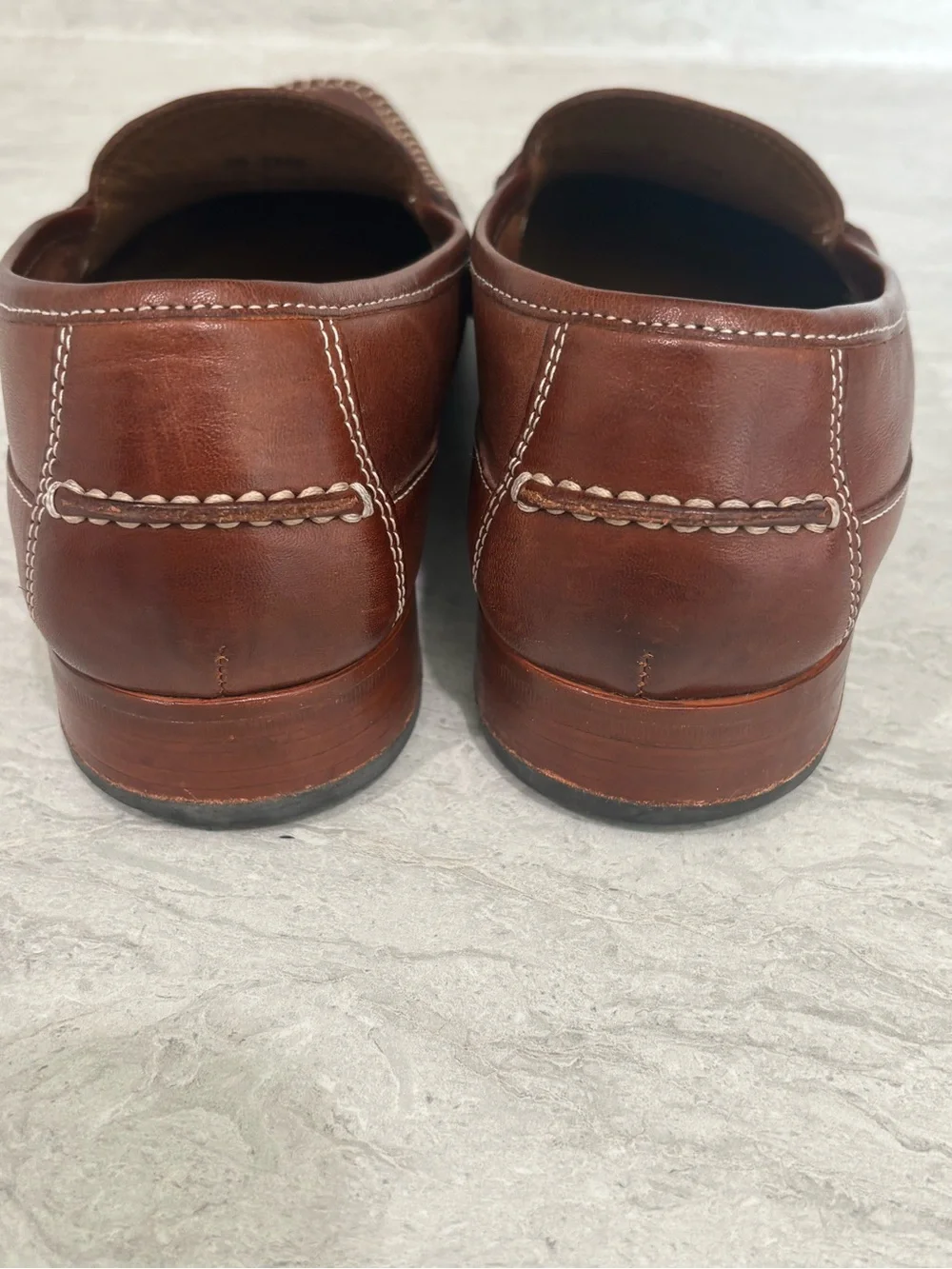 Johnston & Murphy Men's Chestnut Brown Sheepskin Leather Penny Loafers